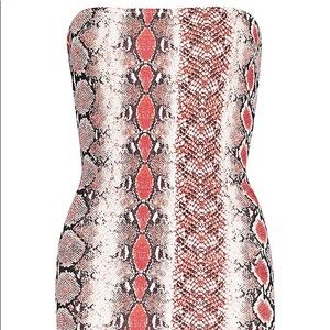 Snake print bandeau bodycon dress boohoo
